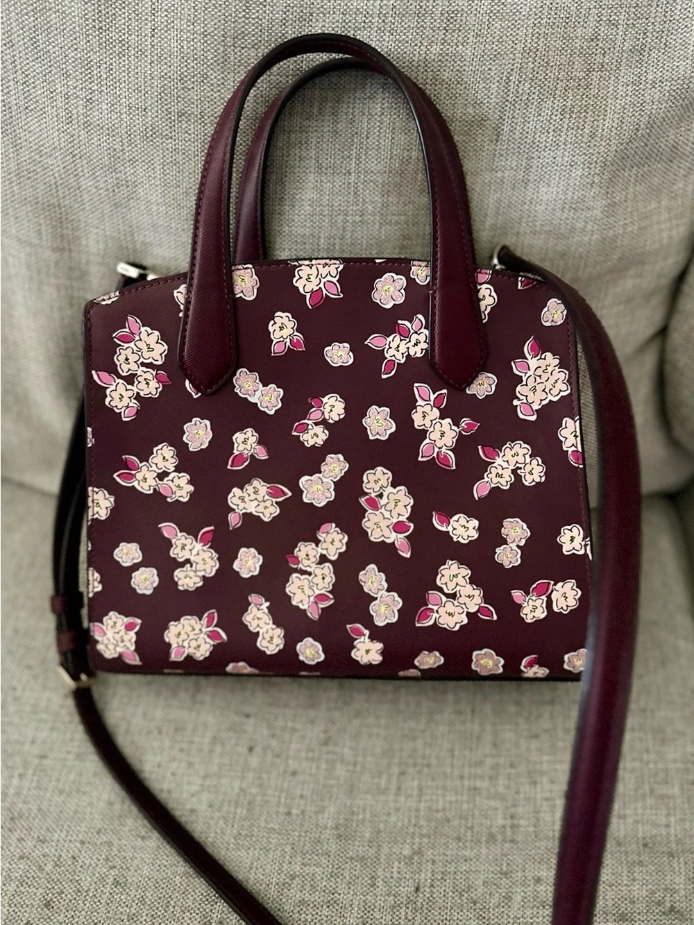 kate spade Burgundy Floral Crossbody Satchel - Picture 1 of 2